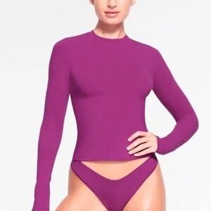 SKIMS NWT Long Sleeve Turtleneck Tee in Purple (color lollipop)